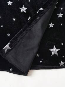 Maija Kids 年轻女孩黑色天鹅绒星星闪光休闲迷你裙 - 黑色 - 查看 6