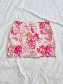 Soleia 新款休闲度假西部海滩婚礼宾客着装毕业早午餐女士圣帕特里克节春假复活节音乐节优雅波西米亚热带印花纹理迷你裙 - 淺粉色 - 查看 5