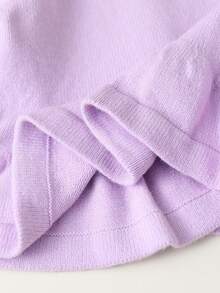 SHEIN Vintaside Kids 2pcs/Set Baby Girls Solid Color Crew Neck Knitted Sweater And Flared Pants Co-Ord Set, Fashionable And Versatile, Suitable For Autumn/Winter, Daily Wear, Outings And School Lilac Blue Toddler Outfit Light Purple Outfits For Babies Lilac Purple Tops For Babies Baby Clothes Purple Knit Two Piece Toddler