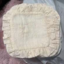 粉色、米色、杏色荷叶边刺绣棉质杯垫，精致清新咖啡杯垫，隔热垫，保护桌面 - 米色 - 查看 9