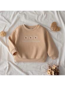 Loomiva 女婴花卉印花柔软针织圆领长袖套头衫