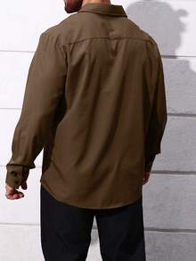 Manfinity Homme Herren Plus, einfarbiges, langärmeliges Freizeithemd mit Knopfleiste, Herbst