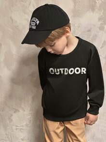 SHEIN 男童字母圖形運動連帽衫和褲子