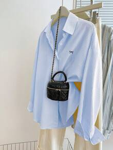 Resyla 女士休闲蝴蝶结图案前扣长袖衬衫，适合秋季、春季和夏季