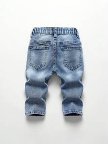 SHEIN 男童中度水洗弹力腰牛仔裤 - 水鴨藍 - 查看 2