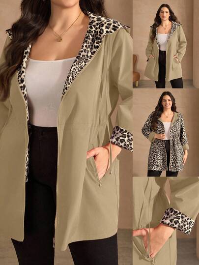 Chikora 秋季大码休闲双面抽绳腰连帽夹克