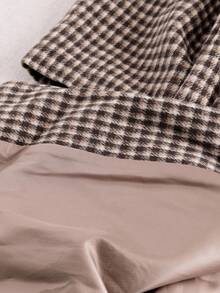 Franclia 时尚法式复古优雅通勤翻领腰带宽松千鸟格夹克，秋冬女大衣 - 摩卡棕 - 查看 6