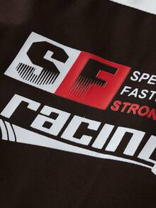 Manfinity Roghcode Men's Contrast Color Zip-Up Long Sleeve Jacket Motorsport Jacket Racing Shirt Race Jacket Racing Jacket Speed Jacket - Coffee Brown - View 5