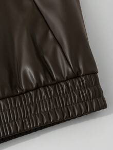 Chillumni 男士休闲PU拉链长袖外套，秋冬款 - 軍綠色 - 查看 6