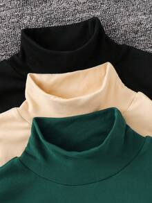 SHEIN 3 piezas Ropa de niño preadolescente Camisetas de forro polar gruesas y versátiles, aptas para ir y venir, la escuela, uso casual, viajes, deportes, otoño/invierno, Navidad - Multicolor - Ver 3