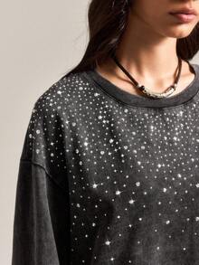 Easelle 仿皮草大衣印花钻石图案秋冬大衣棕色拉链开衫外套