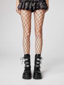 ROMWE Grunge Punk 2026新款厚底朋克风黑色PU皮靴，女士修身哥特踝靴，适合秋冬季、圣诞节、Y2K风格穿搭 - 黑色 - 查看 2