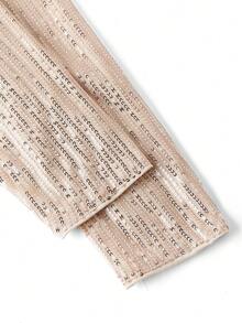 Ellevyn Jaqueta feminina elegante com camadas de miçangas na frente, ideal para festas e eventos formais. Perfeita para o Natal, inverno e Ano Novo, Dia de Ação de Graças. Blusa elegante com lantejoulas. - Champagne - Ver 11