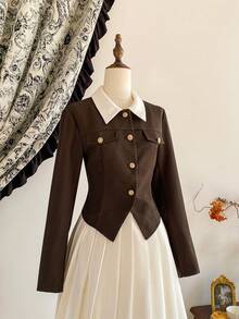 Vintamour Áo thun cocktail dự tiệc nhung dài tay cổ điển thanh lịch cho nữ Quần áo mùa thu cho nữ Trang phục Halloween Quần áo mùa đông Quần áo Giáng sinh mùa thu cho nữ Quần áo Halloween cho nữ Quần áo Giáng sinh cho nữ Trang phục Lễ Tạ ơn cho nữ Váy dự tiệc cưới Váy thanh lịch cho nữ Áo nâu - màu nâu - Xem 2