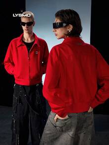 NEON BLANC Red Men's Long Sleeve Jacket, For Fall, Couple Things - Red - View 6