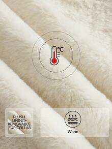 Anewsta 女式秋冬长袖短款仿毛领开衫 - 駝色 - 查看 4