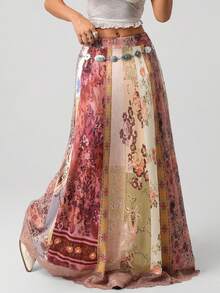 SHEIN ICON Váy ren vá họa tiết cổ điển cỡ lớn cho nữ viền chữ A - Nhiều màu - Xem 6