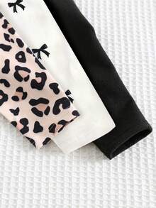 Cozy Pixies 3件套女婴情人节心形豹纹针织柔软松紧腰打底裤套装 - 彩色 - 查看 5