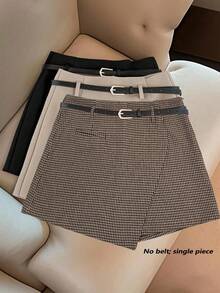 Franclia 女士休闲百搭通勤千鸟格裹身迷你裙 - 彩色 - 查看 3