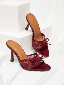 CUCCOO CHICEST New Fashionable Versatile Rhinestone Bowknot Strap Stiletto High Heel Sandals For Christmas Valentine's Day