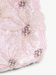 SHEIN Belle Fashion Women's Rhinestone Floral Embellished Evening Bag With Long Chain - Pink - View 6
