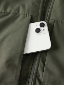 DRIFTMERE 男士冬季加厚羽绒背心，户外运动休闲日常穿着，时尚纯色，春夏户外保暖 - 軍綠色 - 查看 4