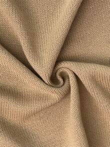 Elenzga Women's Casual Loose Poncho Design Top And Loose Contrast Color Pants Knit Two Pieces Set - Khaki - View 7