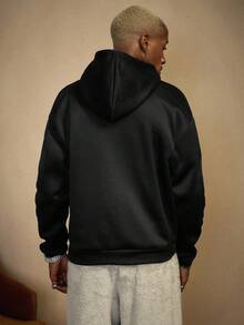 PAVTROS Manfinity Streetrush 男士街头风流行INS街头风流行图案植绒连帽衫，适合户外音乐节、夜店、酒吧，可作为男友/老公礼物、周年纪念礼物，黑色，街头风，保暖，圣诞节Y2K黑色Emo连帽衫，长袖上衣 - 黑色 - 查看 2