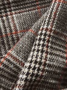 Elamini Women's Houndstooth Wool Blend Asymmetric Hem Blazer & Pleated A-Line Skirt Suit Set, Autumn/Winter - Multicolor - View 5