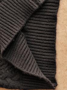 SHEIN 青少年女孩露肩串珠麻花针织修身长袖毛衣，简约百搭，适合室内穿着，适合冬季 - 黑色 - 查看 7