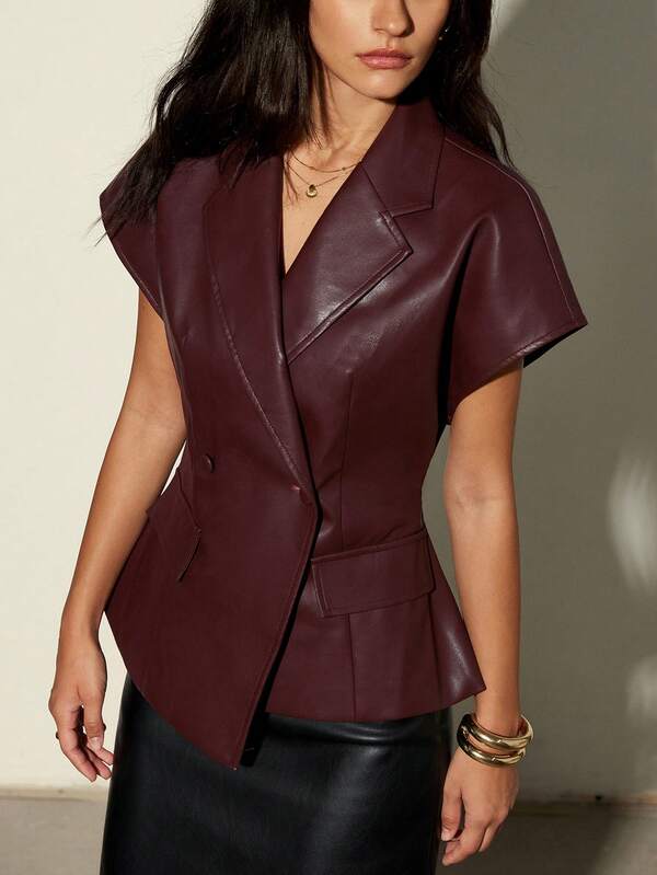 Aveloria Modichic Diseño de cintura ceñida en color vino tinto, nueva llegada de verano con mangas raglán y manga corta de moda