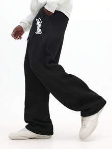 SUMWON Relaxed Fit Sweatpants With Cross Logo Graphics For Casual Everyday Comfort And Style - Black - View 4