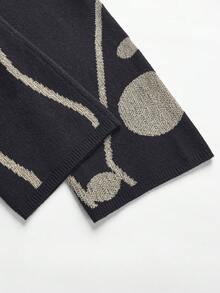 SHEIN PETITE 女式宽松蝙蝠袖立领针织上衣和阔腿裤两件套，秋冬 - 黑色 - 查看 3