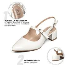 WEIDE Zapatos de tacón medio destalonados para mujer – Punta fina con metal, elegantes y cómodos, ideales para oficina y eventos sociales - Beis - Ver 6