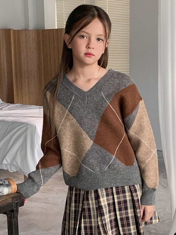 Tween Girls V-Neck Pullover Sweater, Fall