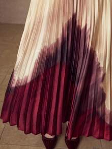 MOTF PREMIUM FLOWY COLORBLOCK PLEATED SKIRT - Apricot - View 2