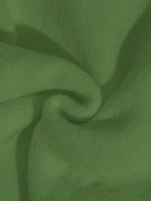 SHEIN LUNE 女式休闲纯色船领单肩长袖金属装饰套头衫 - 軍綠色 - 查看 6