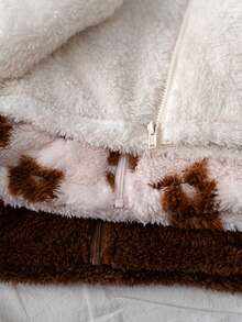 Loomiva Conjunto de 3 piezas de abrigo con capucha de felpa gruesa para bebé niña - Multicolor - Ver 5