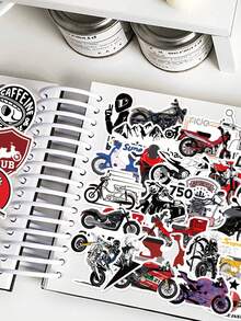 50 Piezas/Paquete Pegatinas de motocicleta vintage resistentes al agua Calcomanías para fundas de teléfonos, portátiles, botellas de agua, monopatines Vuelta al colegio, Halloween - Multicolor - Ver 3