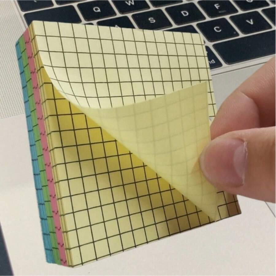 5PCS Grid Sticky Notes Student Office Note Paper Grid Sticky Notes Stickers Large Medium Sticky Notes - Multicolor - View 1