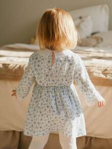 1 Nuovo Vestito da Bambina Alla Moda, Semplice e Dolce, con Motivo Floreale, Colletto in Pizzo, Manica Lunga, Adatto per Primavera e Autunno, Uso Quotidiano, all'aperto, Regalo, Vestito da Bambina, Vestito per Bimba, Vestito per Neonata - Multicolore - Visualizzare 2