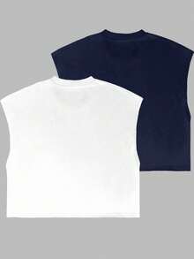 Manfinity Dauomo 2 chiếc áo không tay thời trang tối giản dành cho nam, màu sắc cổ điển, đa năng, phong cách đường phố, ngoài trời, thể thao, mặc hàng ngày, thiết kế màu trơn. - Nhiều màu - Xem 2