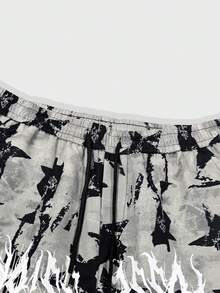 ROMWE MEN Street Life Spring Casual Camo Men'S Letter & Pentagram Star Print Cargo Pocket Wide Leg Pants - Grey - View 5