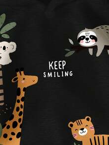 卡通动物、动物园图案男婴休闲宽松舒适柔软针织卫衣，适合秋冬季穿着 - 彩色 - 查看 4