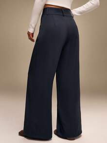 Hanevo 女式休闲纯色拼布格子运动裤 - 寶藍色 - 查看 2