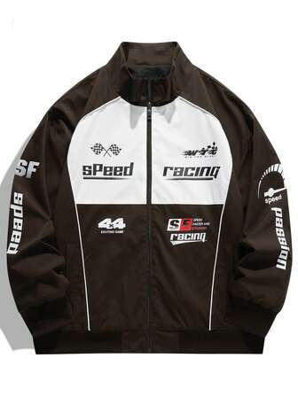 Manfinity Roghcode Herren Kontrast-Farbige Reißverschluss Jacke mit Langen Ärmeln