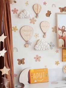 1 pezzo Grande adesivo da parete rimovibile con fiori ad acquerello, farfalle arcobaleno, decorazione da parete autoadesiva, arte da parete per soggiorno, camera da letto, motivo floreale estetico