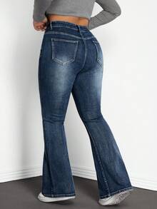 SHEIN CURVE+ Jeans évasés taille haute pour femmes grandes tailles - Jean brut - Voir 2