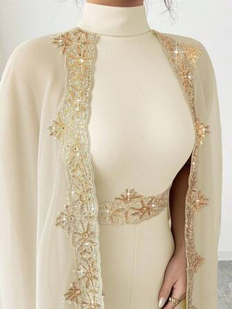 Rafferiza Elegant jumpsuit med dekal, lapptäcksmönstrad krage, vida ben