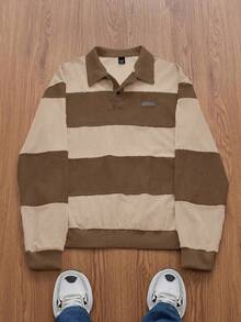 EASEVO 男士休闲拼布领套头衫 - 彩色 - 查看 1